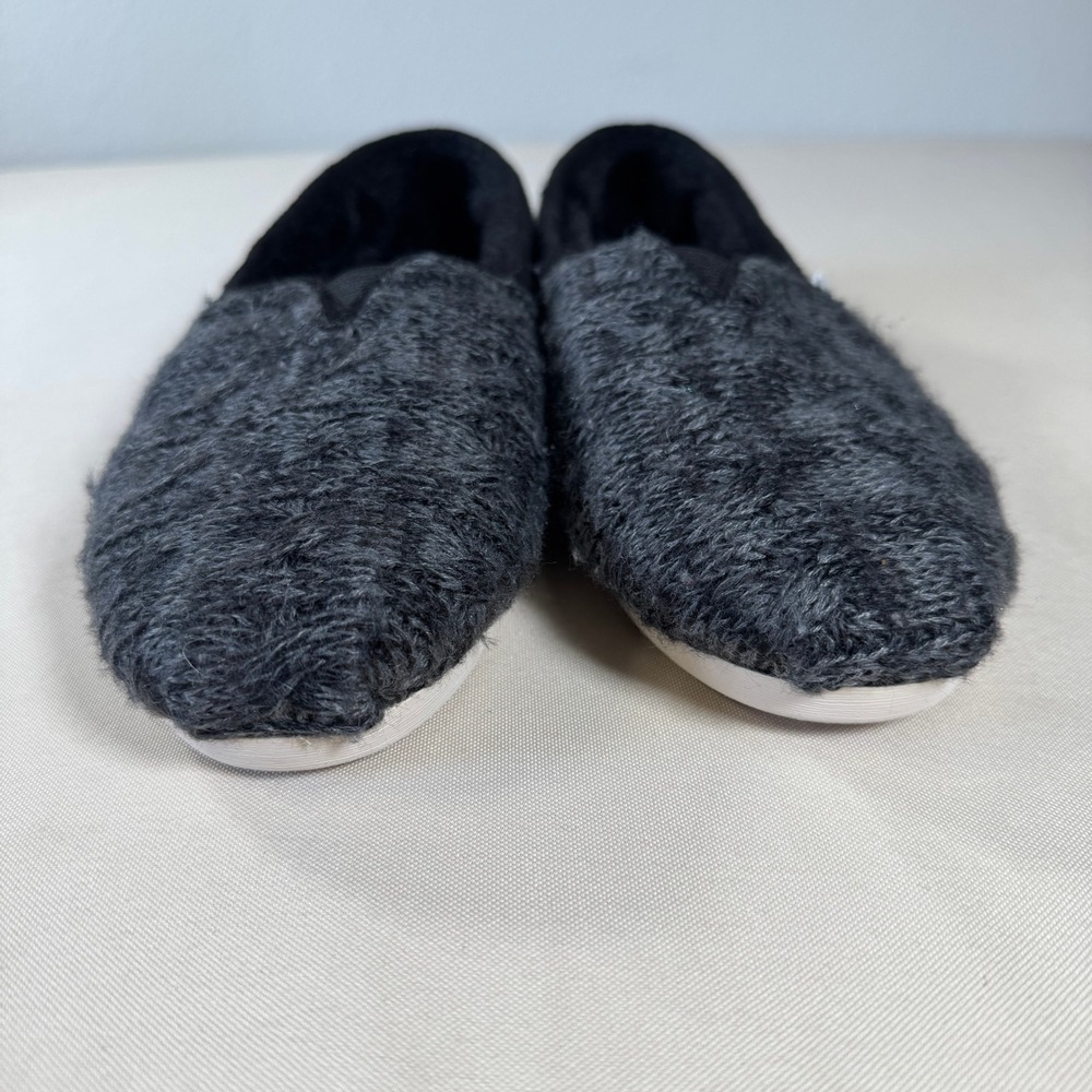 Toms Alpargata Cable Knit Black Women's 7 Faux Fur Slip On Shoes Cozy Lounge - Picture 8 of 10